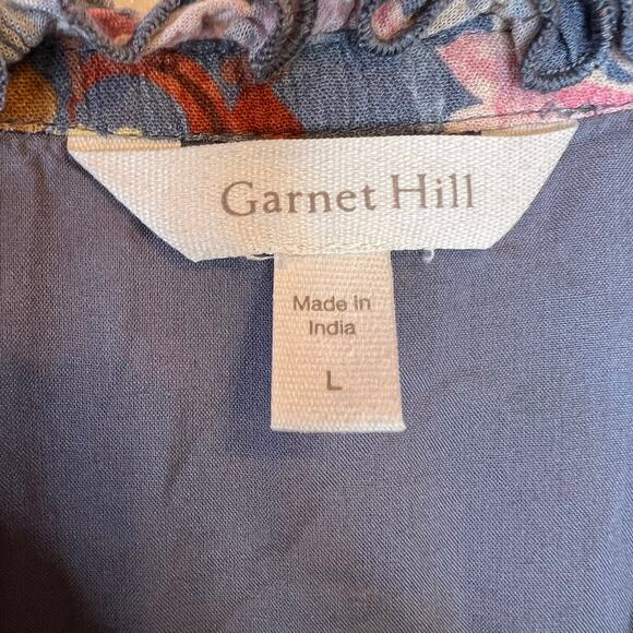 GARNET HILL Ambrose Crêpe Dress Floral Print Midi Length Women's Size Large - Picture 15 of 16